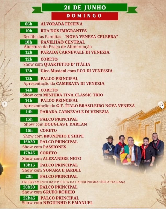 Carnevale Di Venezia e 20ª Festa da Gastronomia Típica Italiana