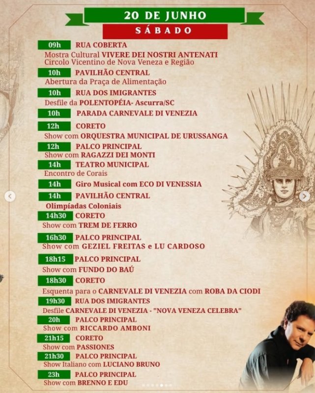 Carnevale Di Venezia e 20ª Festa da Gastronomia Típica Italiana