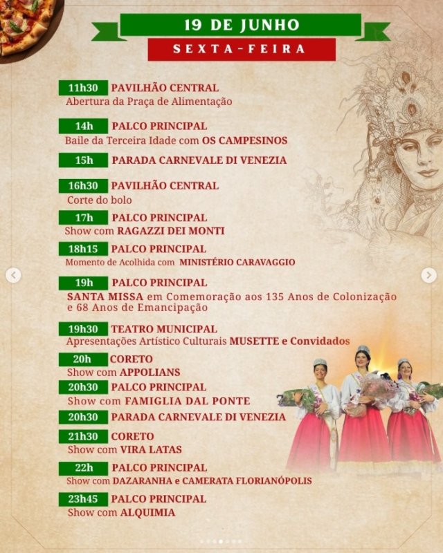Carnevale Di Venezia e 20ª Festa da Gastronomia Típica Italiana