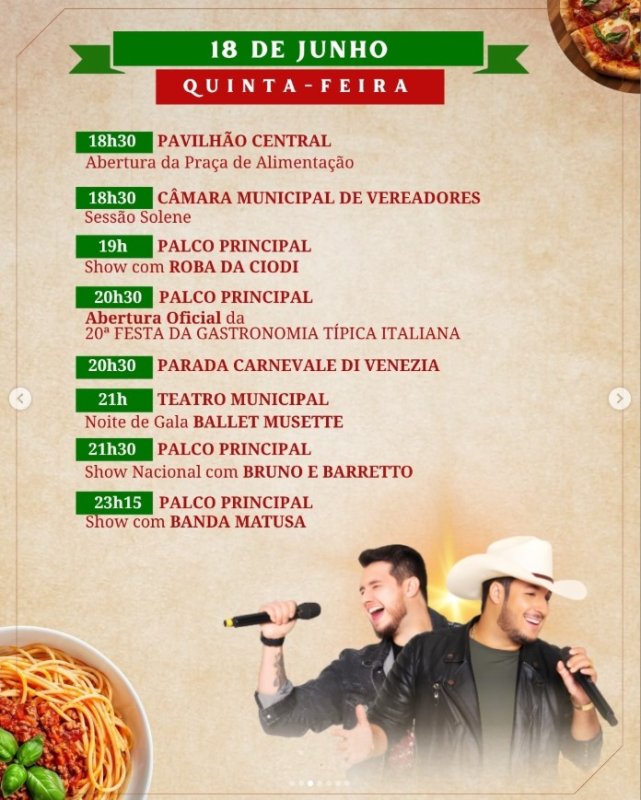 Carnevale Di Venezia e 20ª Festa da Gastronomia Típica Italiana